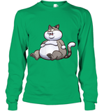 Womens Fat Cat Funny Chubby Cat  International Cat Day V Neck T Shirt Youth Long Sleeve