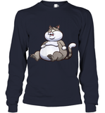 Womens Fat Cat Funny Chubby Cat  International Cat Day V Neck T Shirt Youth Long Sleeve