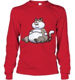 Womens Fat Cat Funny Chubby Cat  International Cat Day V Neck T Shirt Youth Long Sleeve