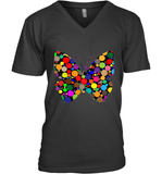Womens Colourful Butterfly International dot day V Neck T Shirt V-Neck T-Shirt
