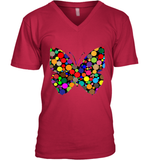 Womens Colourful Butterfly International dot day V Neck T Shirt V-Neck T-Shirt