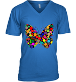 Womens Colourful Butterfly International dot day V Neck T Shirt V-Neck T-Shirt