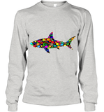 Womens Colourful Shark International dot day V Neck T Shirt Youth Long Sleeve