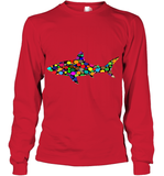 Womens Colourful Shark International dot day V Neck T Shirt Youth Long Sleeve