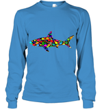 Womens Colourful Shark International dot day V Neck T Shirt Youth Long Sleeve