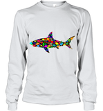 Womens Colourful Shark International dot day V Neck T Shirt Youth Long Sleeve