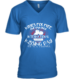 Womens Funny, International Kissing Day, Kisses for free. One day V Neck T Shirt V-Neck T-Shirt