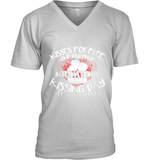 Womens Funny, International Kissing Day, Kisses for free. One day V Neck T Shirt V-Neck T-Shirt