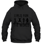 Womens Girls Run The World  International Women's Day Silhouette V Neck T Shirt Hoodie