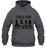Womens Girls Run The World  International Women's Day Silhouette V Neck T Shirt Hoodie