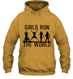 Womens Girls Run The World  International Women's Day Silhouette V Neck T Shirt Hoodie