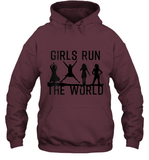 Womens Girls Run The World  International Women's Day Silhouette V Neck T Shirt Hoodie