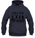 Womens Girls Run The World  International Women's Day Silhouette V Neck T Shirt Hoodie