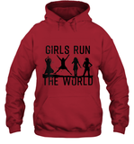 Womens Girls Run The World  International Women's Day Silhouette V Neck T Shirt Hoodie
