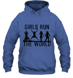 Womens Girls Run The World  International Women's Day Silhouette V Neck T Shirt Hoodie