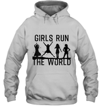 Womens Girls Run The World  International Women's Day Silhouette V Neck T Shirt Hoodie