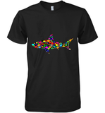Womens Colourful Shark International dot day V Neck T Shirt Premium Men's T-Shirt