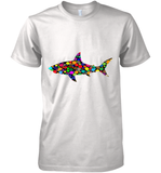 Womens Colourful Shark International dot day V Neck T Shirt Premium Men's T-Shirt